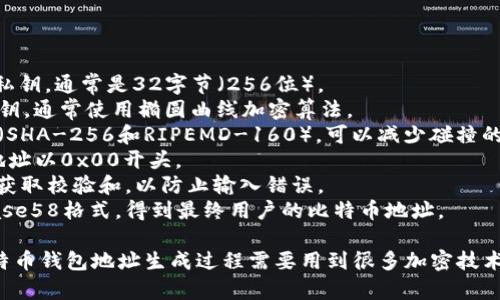 以下是一个简单的比特币钱包地址生成的伪代码示例。请注意，此伪代码只是用来说明生成比特币地址的逻辑，实际实现需要考虑许多安全与性能相关的细节。

```plaintext
FUNCTION GenerateBitcoinAddress():
    # Step 1: 生成私钥
    PRIVATE_KEY = GeneratePrivateKey()

    # Step 2: 从私钥生成公钥
    PUBLIC_KEY = GeneratePublicKey(PRIVATE_KEY)

    # Step 3: 对公钥进行SHA-256哈希
    SHA256_HASH = SHA256(PUBLIC_KEY)

    # Step 4: 对SHA-256哈希进行RIPEMD-160哈希
    RIPEMD160_HASH = RIPEMD160(SHA256_HASH)

    # Step 5: 添加网络前缀(例如: 主网为0x00)
    NETWORK_PREFIX = 0x00
    ADDRESSED_HASH = NETWORK_PREFIX   RIPEMD160_HASH

    # Step 6: 生成校验和
    CHECKSUM = ComputeChecksum(ADDRESSED_HASH)

    # Step 7: 完成最终地址
    FINAL_ADDRESS = ADDRESSED_HASH   CHECKSUM

    # Step 8: 将字节数组编码为Base58
    BITCOIN_ADDRESS = Base58Encode(FINAL_ADDRESS)

    RETURN BITCOIN_ADDRESS

FUNCTION GeneratePrivateKey():
    RETURN RandomBytes(32)  # 生成32字节的随机私钥

FUNCTION GeneratePublicKey(privateKey):
    RETURN ECC::PublicKeyFromPrivateKey(privateKey)  # 用椭圆曲线生成公钥

FUNCTION SHA256(input):
    RETURN SHA256HASH(input)  # 计算SHA-256哈希

FUNCTION RIPEMD160(input):
    RETURN RIPEMD160HASH(input)  # 计算RIPEMD-160哈希

FUNCTION ComputeChecksum(input):
    SHA256_HASH = SHA256(input)
    CHECKSUM = SHA256(SHA256_HASH)[:4]  # 前4个字节作为校验和
    RETURN CHECKSUM

FUNCTION Base58Encode(input):
    RETURN EncodeToBase58(input)  # 编码为Base58字符串
```

### 说明:

1. **GeneratePrivateKey()**: 生成一个安全随机的私钥，通常是32字节（256位）。
2. **GeneratePublicKey()**: 根据私钥生成相应的公钥，通常使用椭圆曲线加密算法。
3. **SHA256和RIPEMD160哈希**: 通过两次哈希过程（SHA-256和RIPEMD-160），可以减少碰撞的风险，生成比特币地址。
4. **网络前缀**: 用于区分不同类型的地址，通常主网地址以0x00开头。
5. **Checksum**: 通过对地址进行再次SHA-256处理获取校验和，以防止输入错误。
6. **Base58编码**: 最后，将所有字节编码为可读的Base58格式，得到最终用户的比特币地址。

请注意，这个伪代码是为了解释流程而简化的，实际的比特币钱包地址生成过程需要用到很多加密技术和库。在实现时，请确保采用安全的编码和随机数生成库。